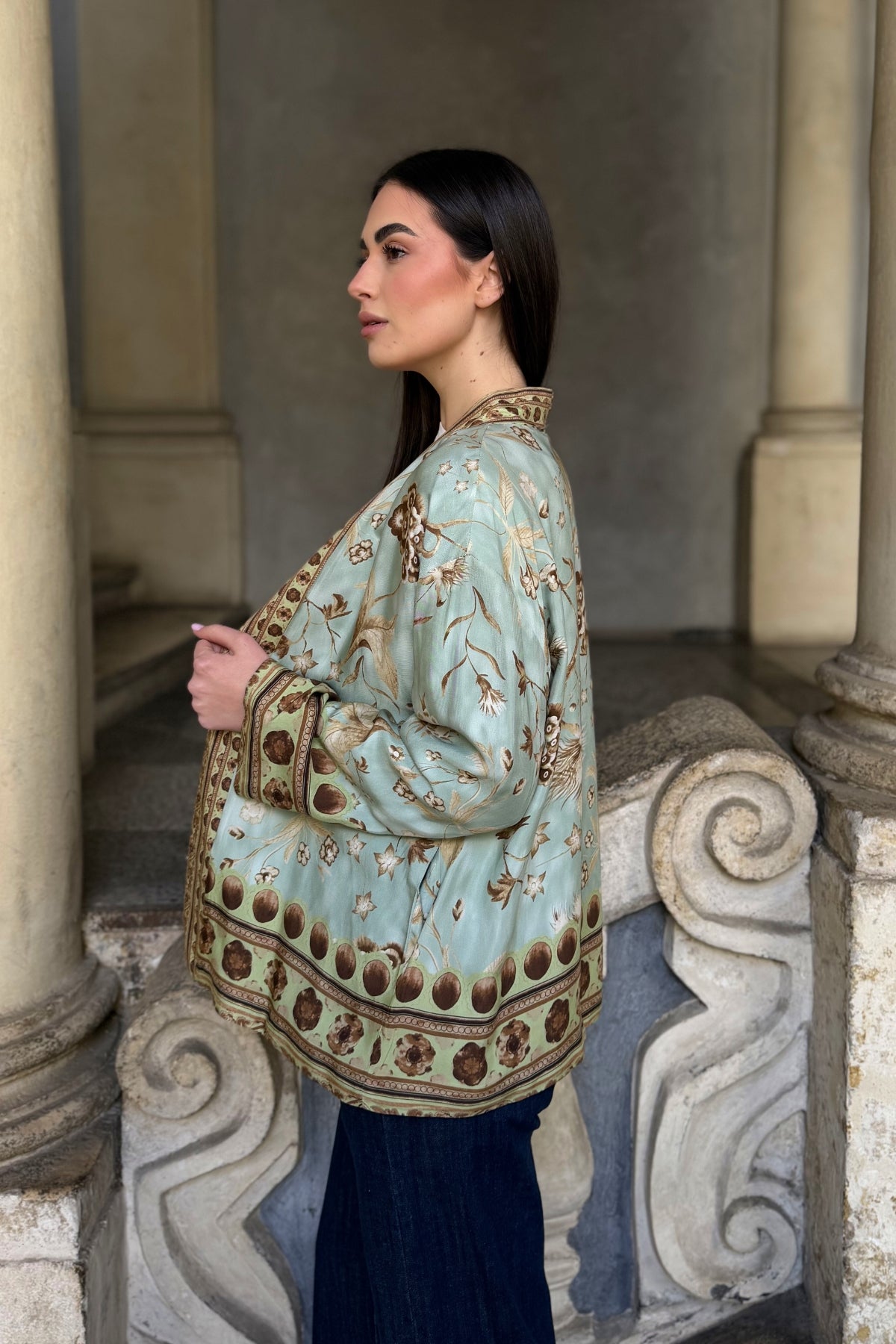 WU-SIDE - giacca kimono viscosa - MENTA
