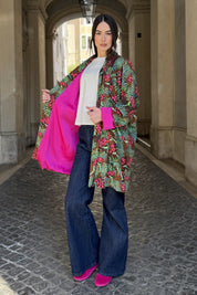 FLOW - kimono samira viscosa fantasia - COFFE ABSTRACT PINK