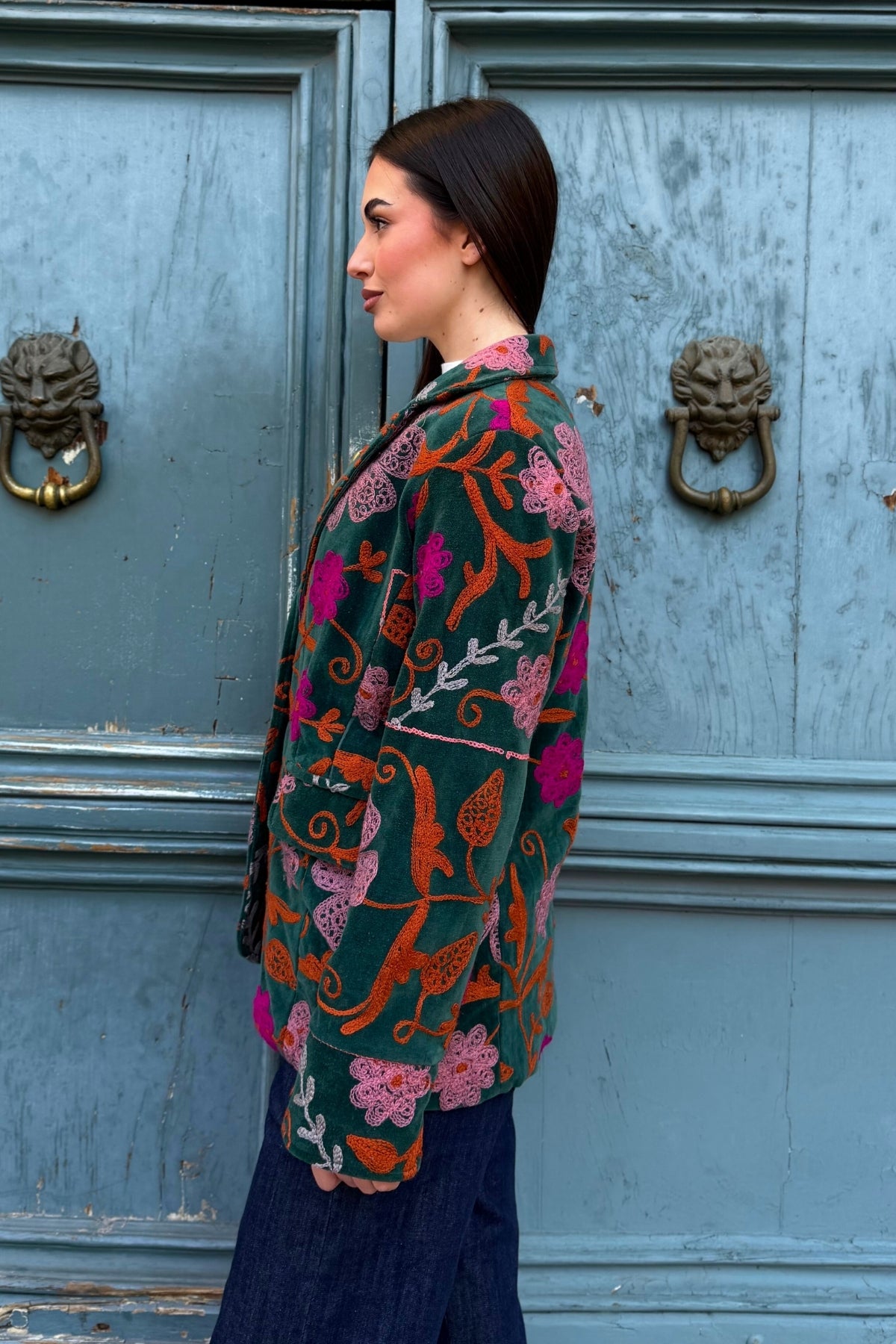 FLOW - giacca blazer ricamo - VERDE COLORS