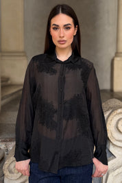 ARTEFILIA-MILANO - camicia solana ricamo - NERO