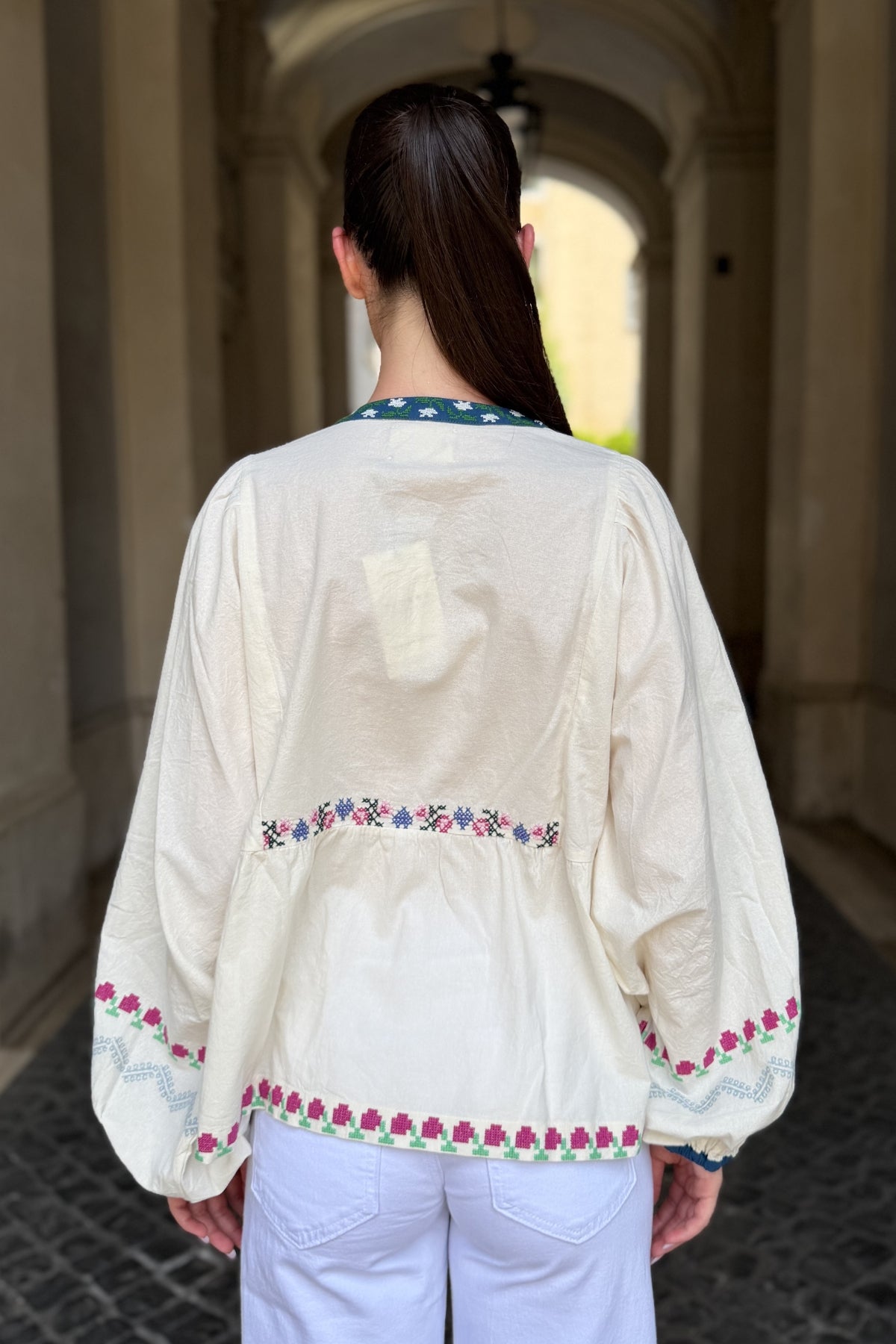 SISSEL EDELBO - blusa falka - OFF WHITE