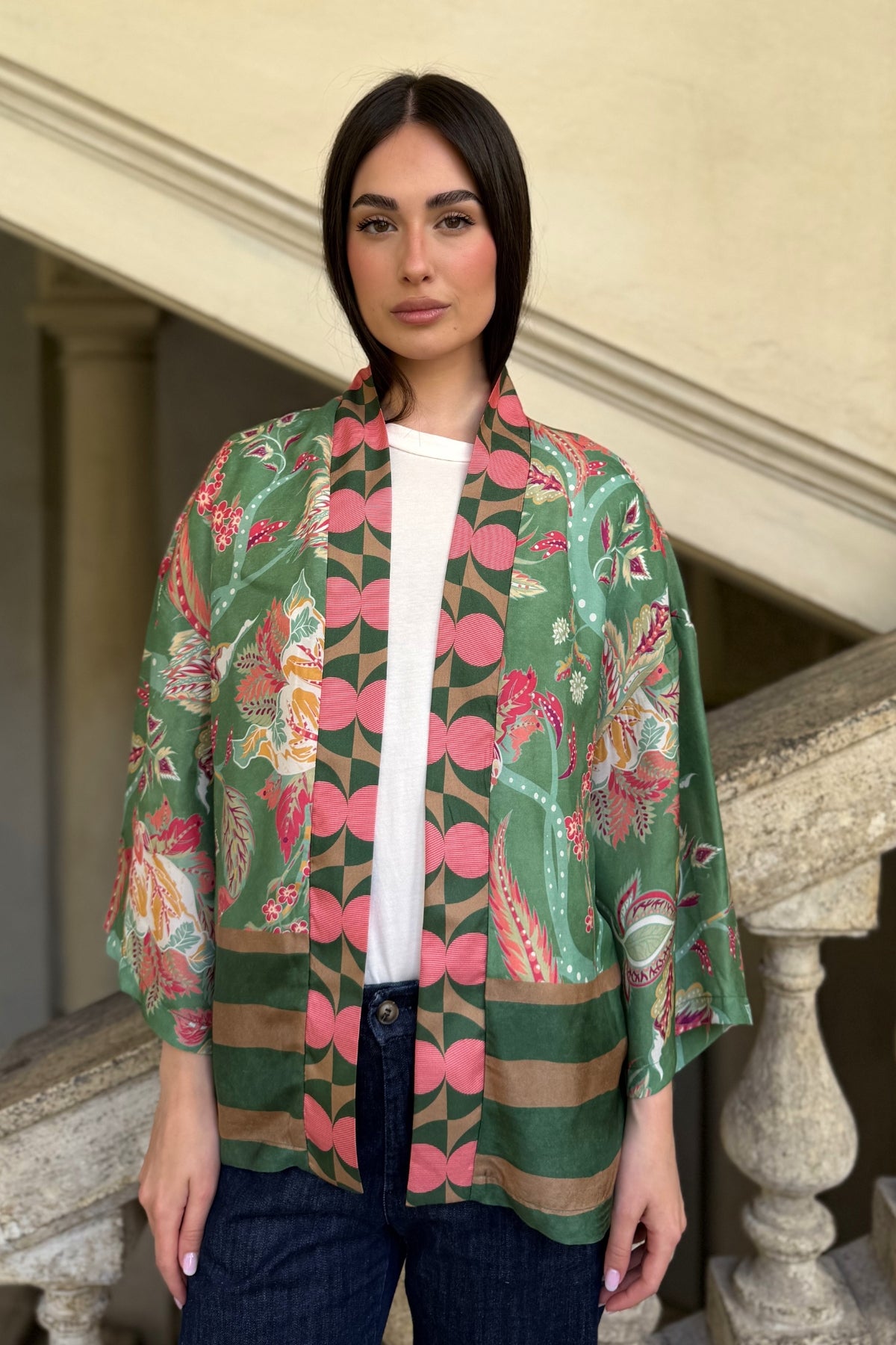 WU-SIDE - giacca kimono viscosa - VERDE CORAL