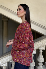 ARTEFILIA-MILANO - camicia lena in mussola di cotone - CHERRY BOUQUET