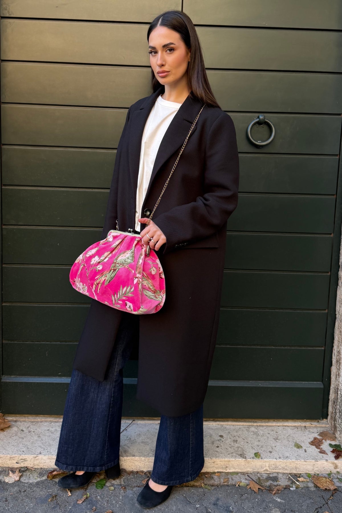 ARTEFILIA-MILANO - borsa katia velluto clutch grande - MURANO FUXIA