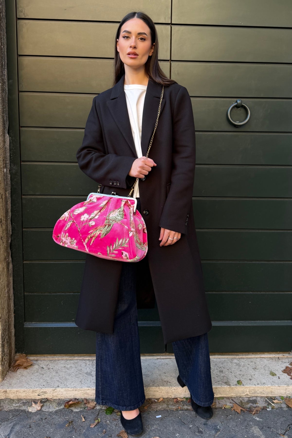 ARTEFILIA-MILANO - borsa katia velluto clutch grande - MURANO FUXIA