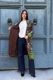 WU-SIDE - kimono mid viscosa - MARRONE