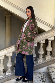 FLOW - kimono velluto paris - VERDE ROSA