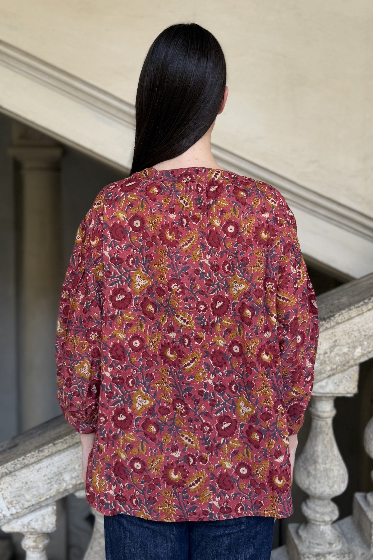 ARTEFILIA-MILANO - camicia lena in mussola di cotone - CHERRY BOUQUET