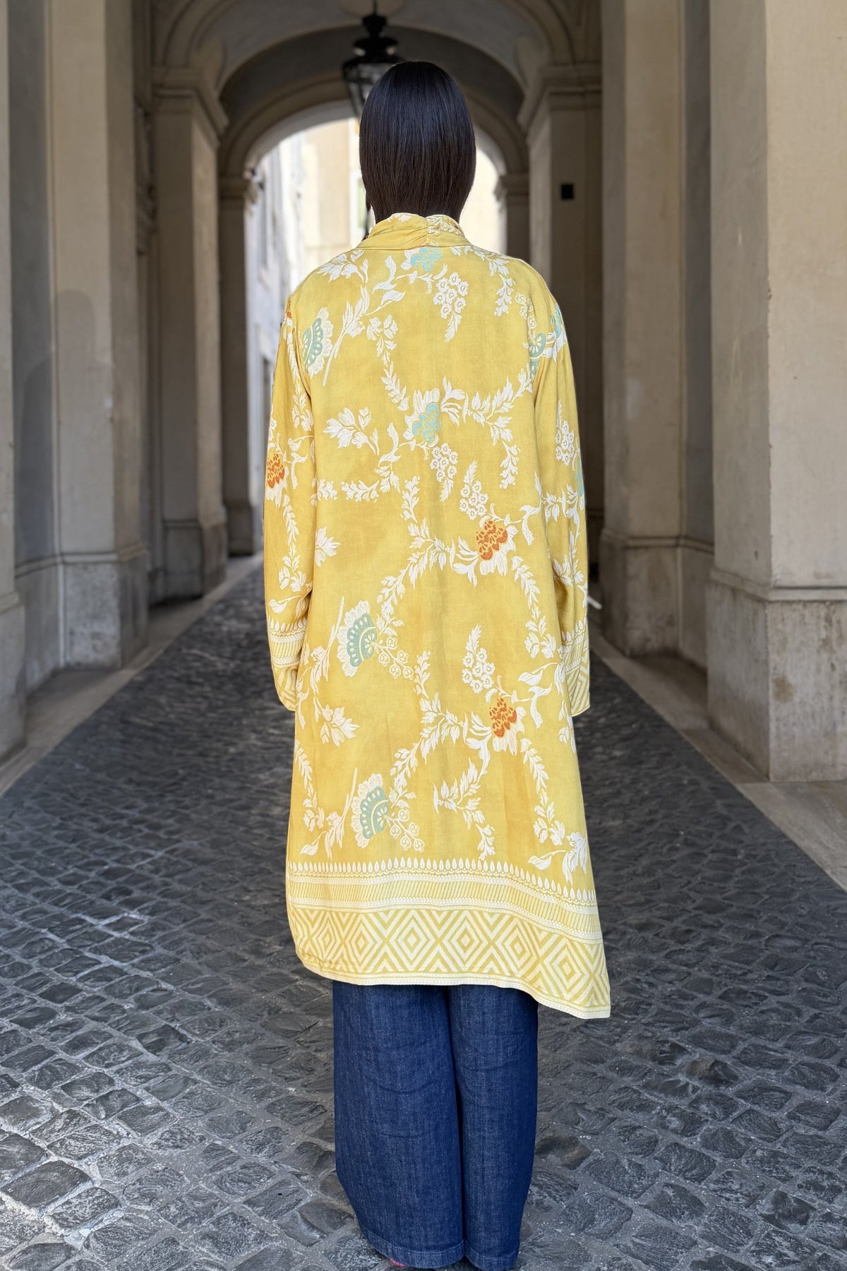 WU-SIDE - kimono mid viscosa - GIALLO
