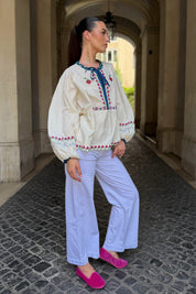 SISSEL EDELBO - blusa falka - OFF WHITE