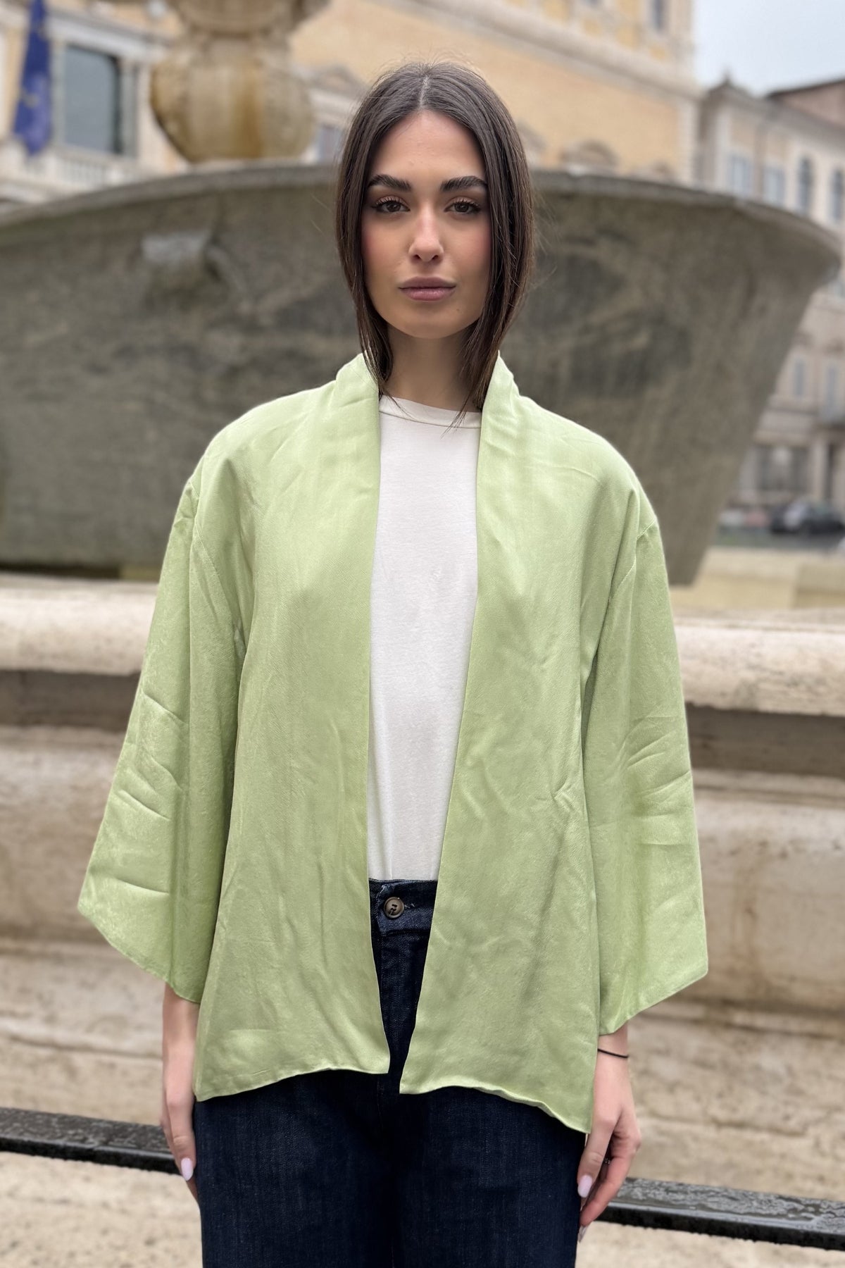 WU-SIDE - giacca kimono viscosa - SALVIA