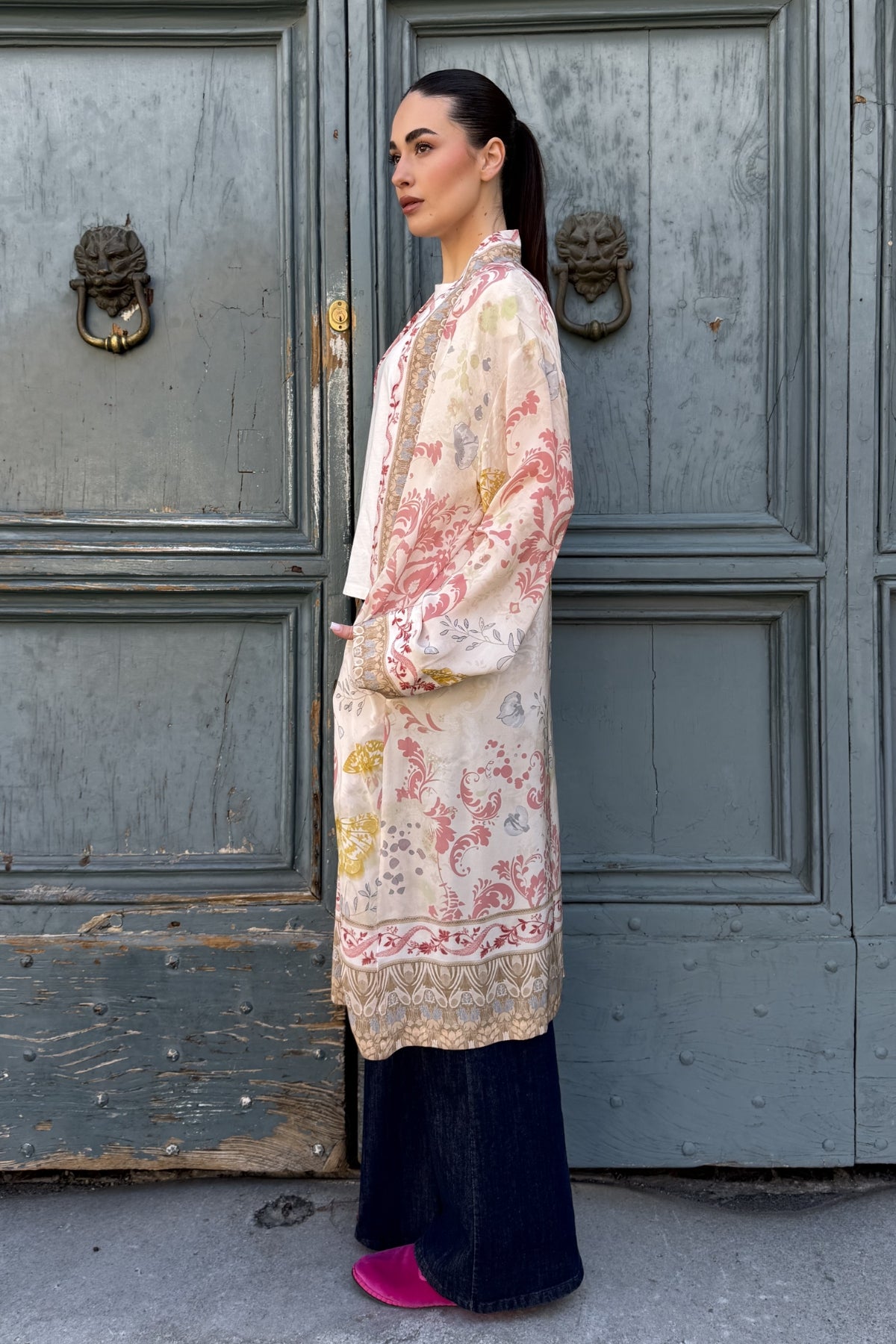 WU-SIDE - kimono viscosa lungo sfoderato - AVORIO