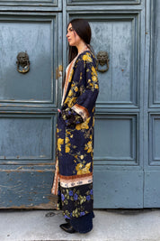 WU-SIDE - kimono lungo viscosa - BLU