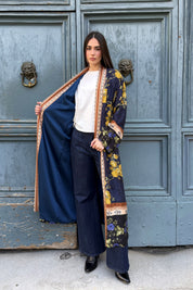 WU-SIDE - kimono lungo viscosa - BLU