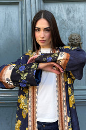 WU-SIDE - kimono lungo viscosa - BLU