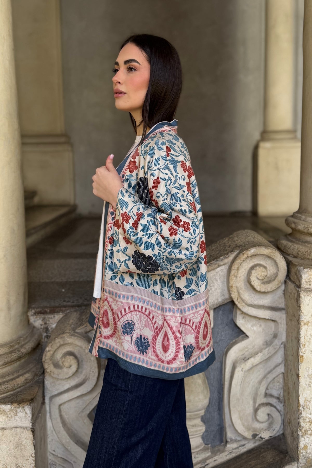 WU-SIDE - giacca kimono viscosa - AZZURRO