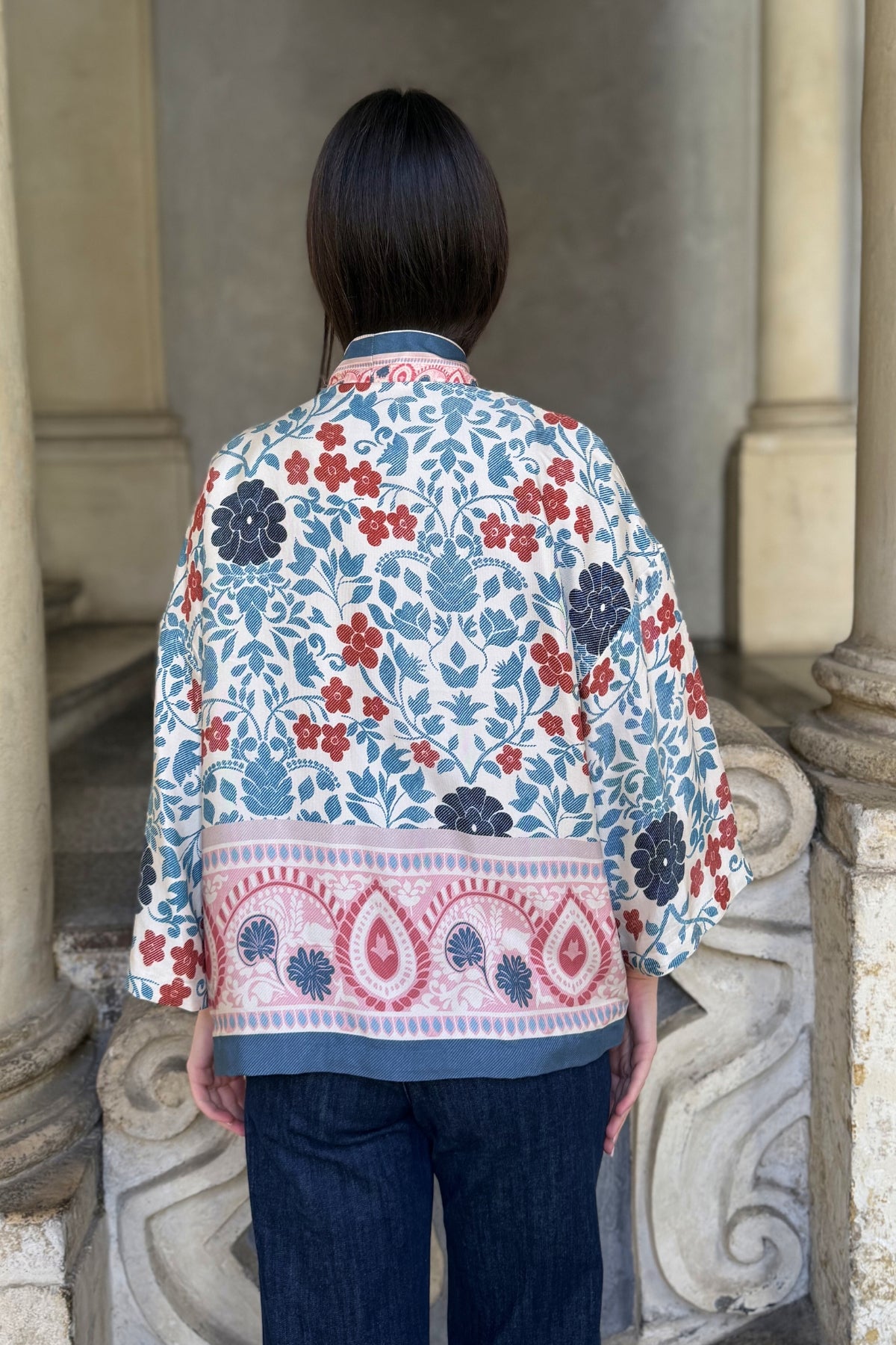 WU-SIDE - giacca kimono viscosa - AZZURRO