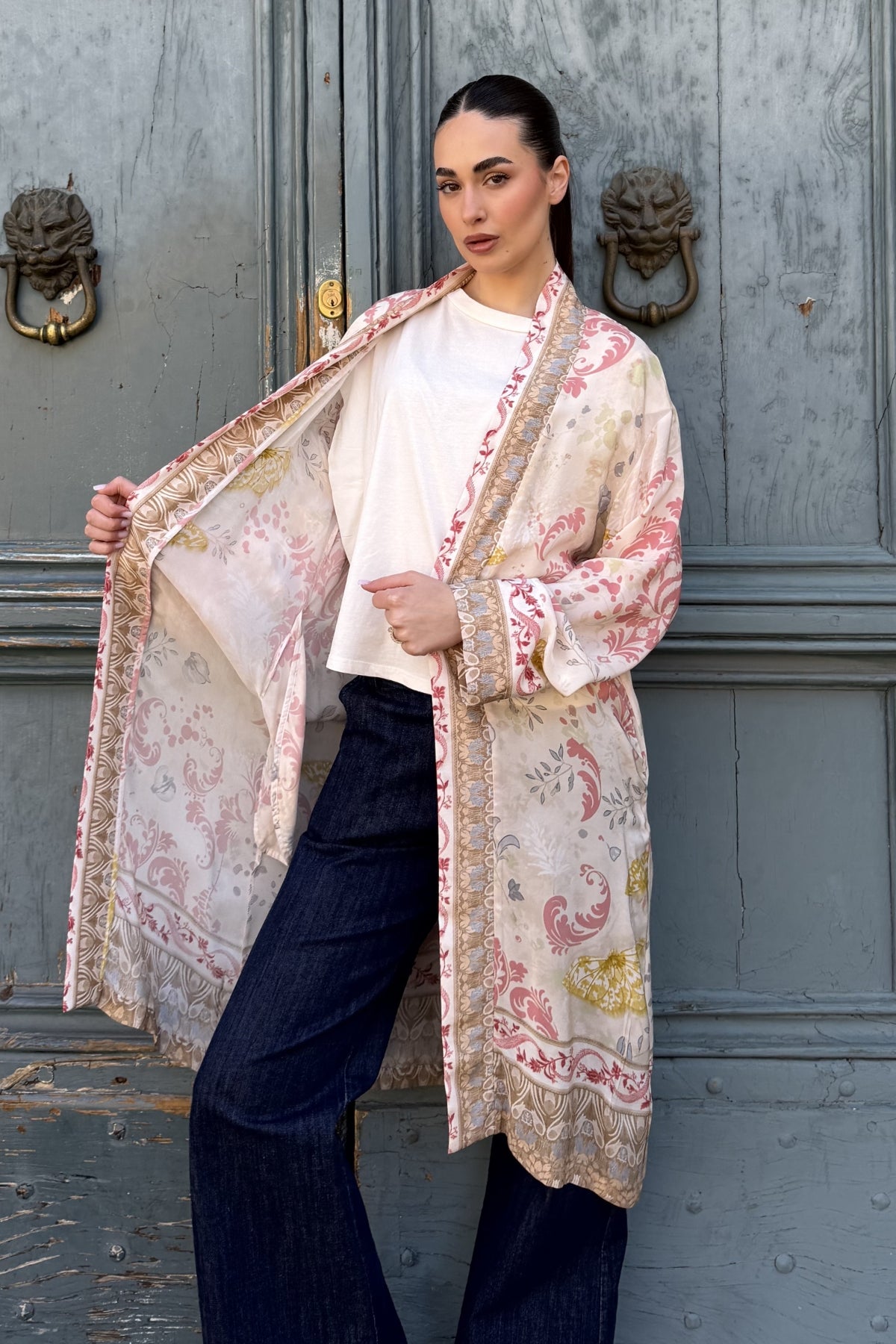 WU-SIDE - kimono viscosa lungo sfoderato - AVORIO