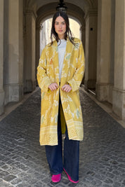 WU-SIDE - kimono mid viscosa - GIALLO