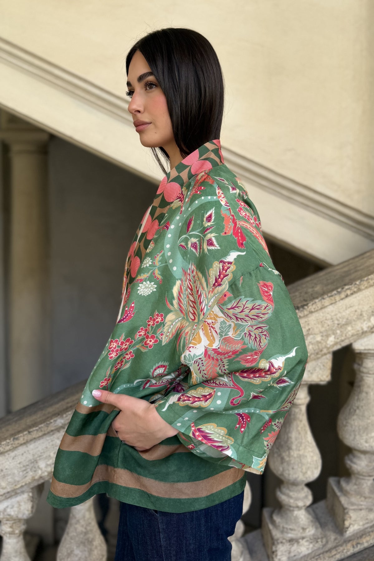 WU-SIDE - giacca kimono viscosa - VERDE CORAL