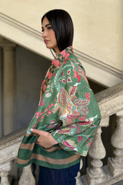 WU-SIDE - giacca kimono viscosa - VERDE CORAL