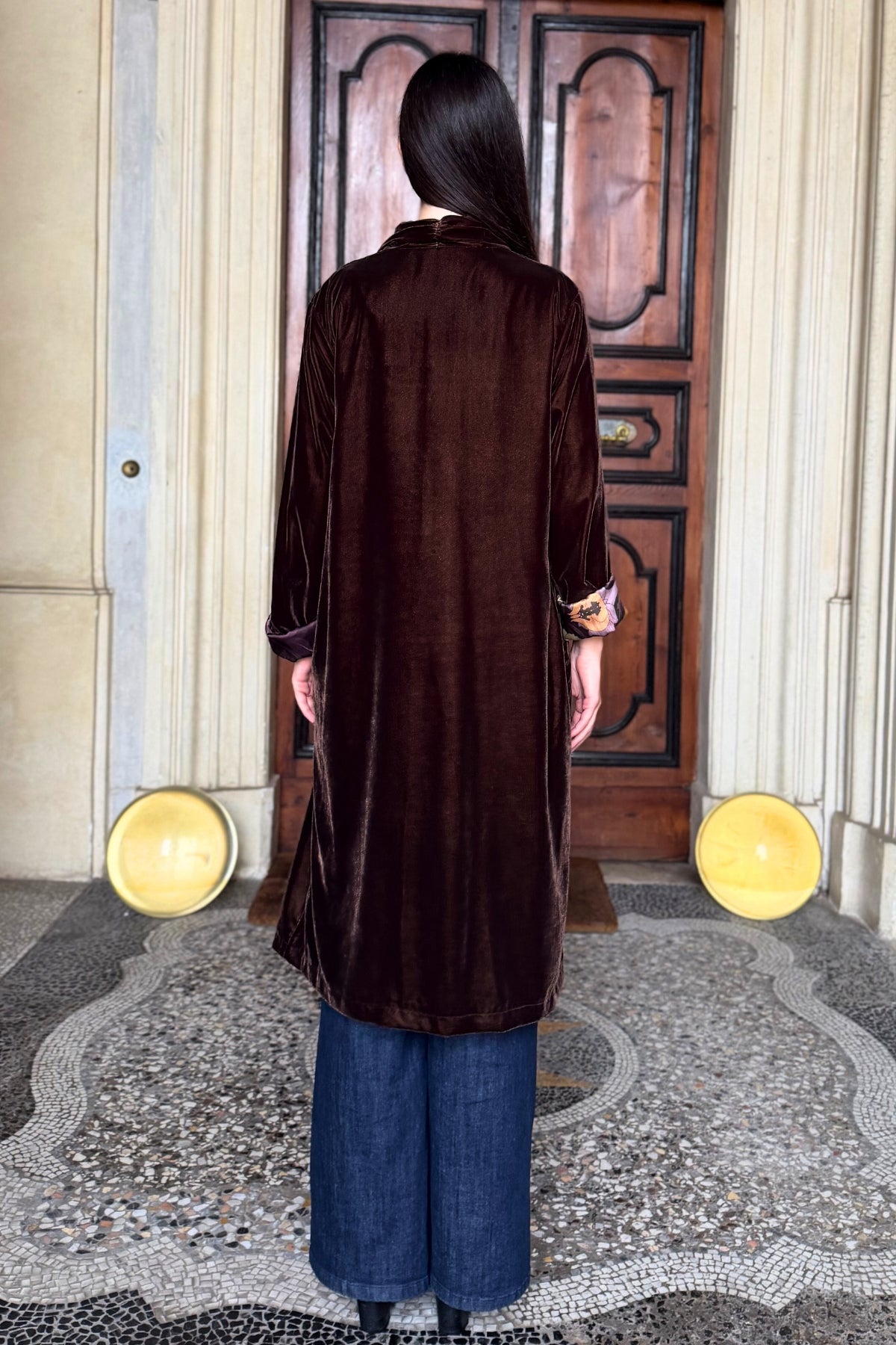 WU-SIDE - kimono velluto - CARAMELLO