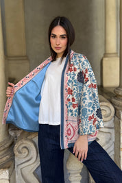 WU-SIDE - giacca kimono viscosa - AZZURRO