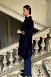 WU-SIDE - spolverino velluto liscio - BLUE