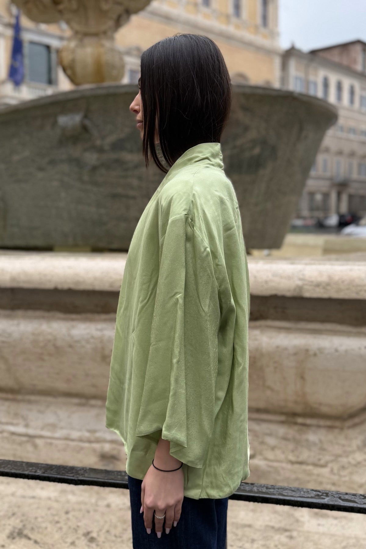 WU-SIDE - giacca kimono viscosa - SALVIA