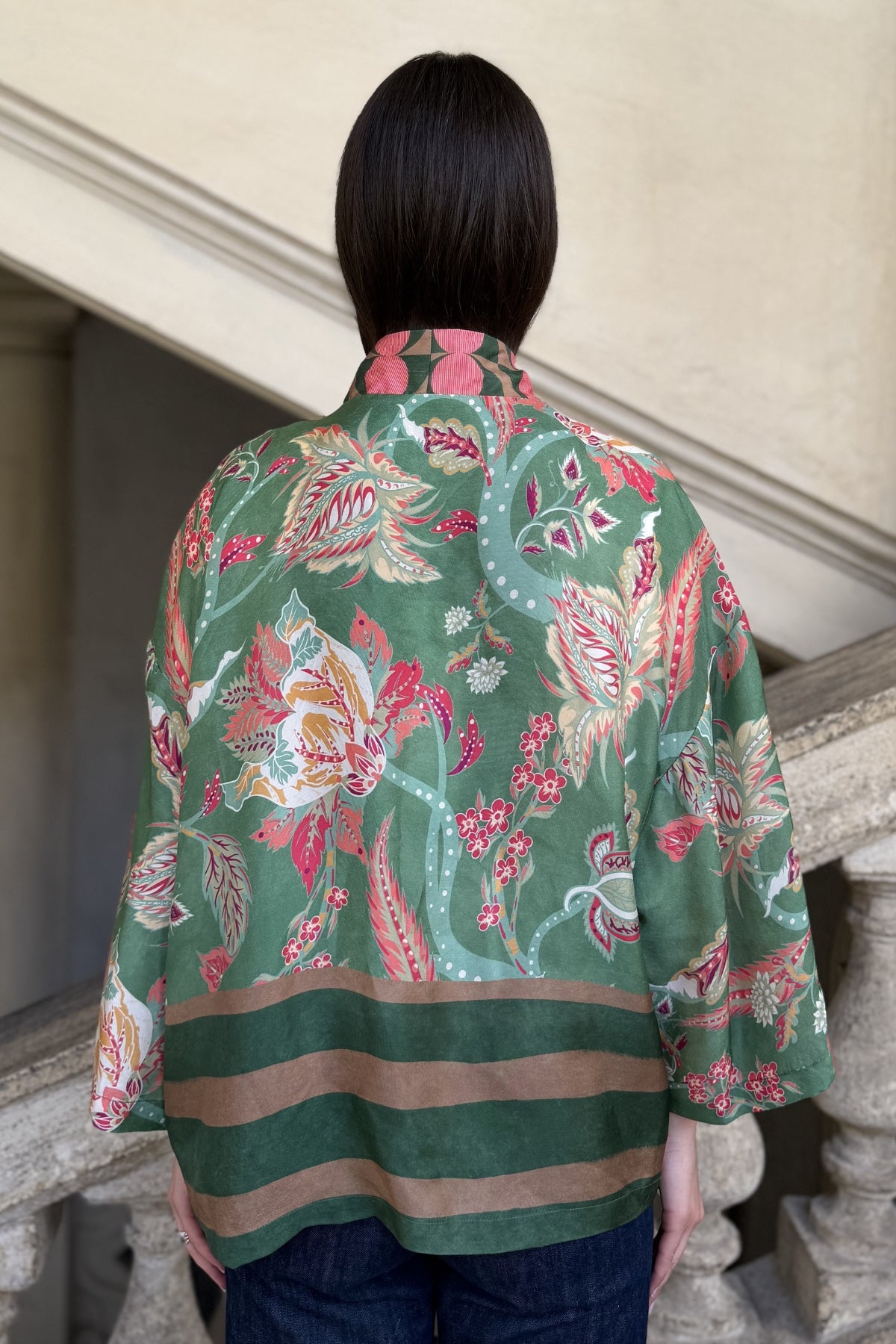 WU-SIDE - giacca kimono viscosa - VERDE CORAL