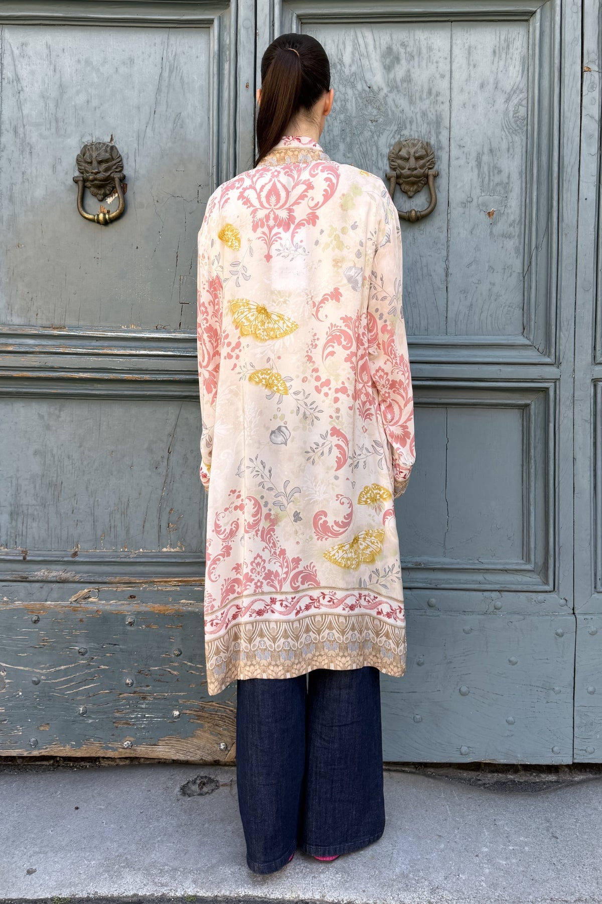 WU-SIDE - kimono viscosa lungo sfoderato - AVORIO