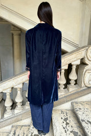 WU-SIDE - spolverino velluto liscio - BLUE