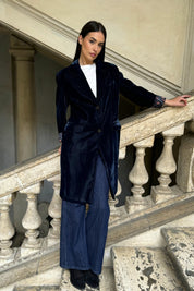 WU-SIDE - spolverino velluto liscio - BLUE