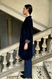 WU-SIDE - spolverino velluto liscio - BLUE