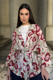 ARTEFILIA-MILANO - giacca alma lino stampato - ESTE AVORIO