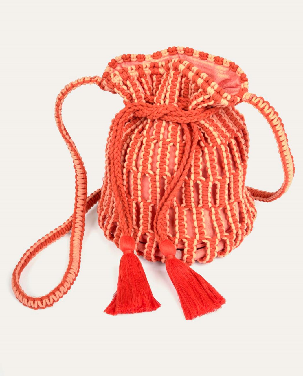 SURKANA - borsa in cotone intrecciato bicolore - SALMONE