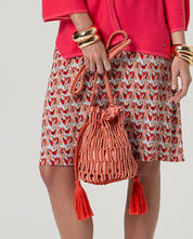 SURKANA - borsa in cotone intrecciato bicolore - SALMONE