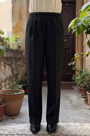 HAPPY 25 – pantalone gessato lisbona - NERO