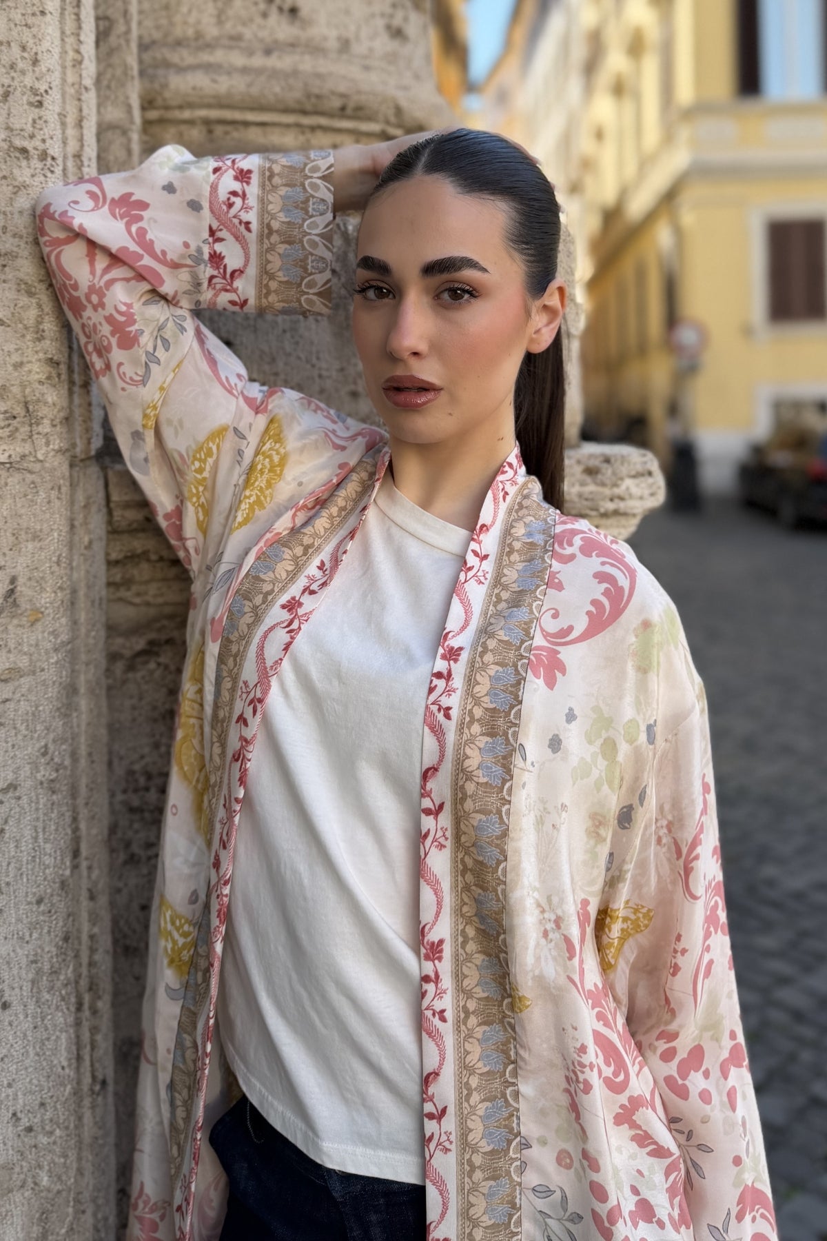 WU-SIDE - kimono viscosa lungo sfoderato - AVORIO