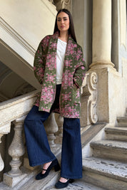 FLOW - kimono velluto paris - VERDE ROSA