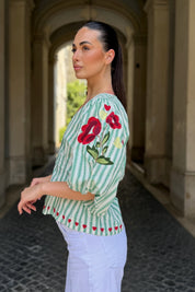 SISSEL EDELBO - blousa lotta - GREEN