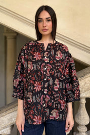 ARTEFILIA-MILANO - camicia lena in mussola di cotone - BLACK TULIP