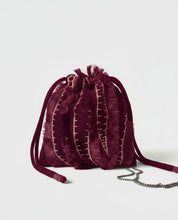 Surkana borsa sacca in velluto ricamata bordeaux