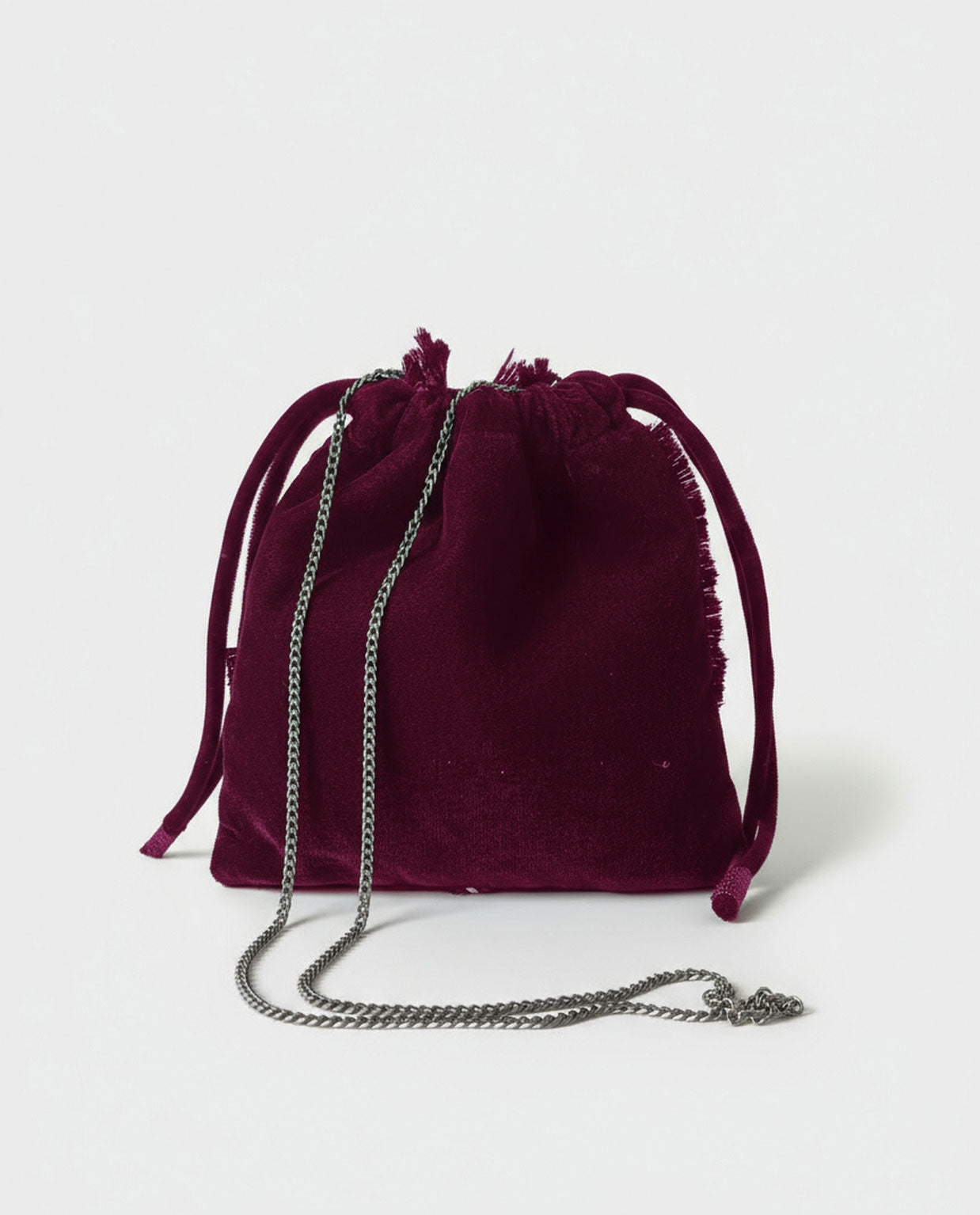 Surkana borsa sacca in velluto ricamata bordeaux