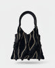 SURKANA - borsa trapezio in velluto ricamata - NERO