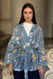 ARTEFILIA-MILANO - giacca alma lino stampato - ANACAPRI POLVERE