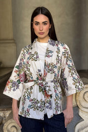 ARTEFILIA-MILANO - giacca kimono peonia - BIANCO