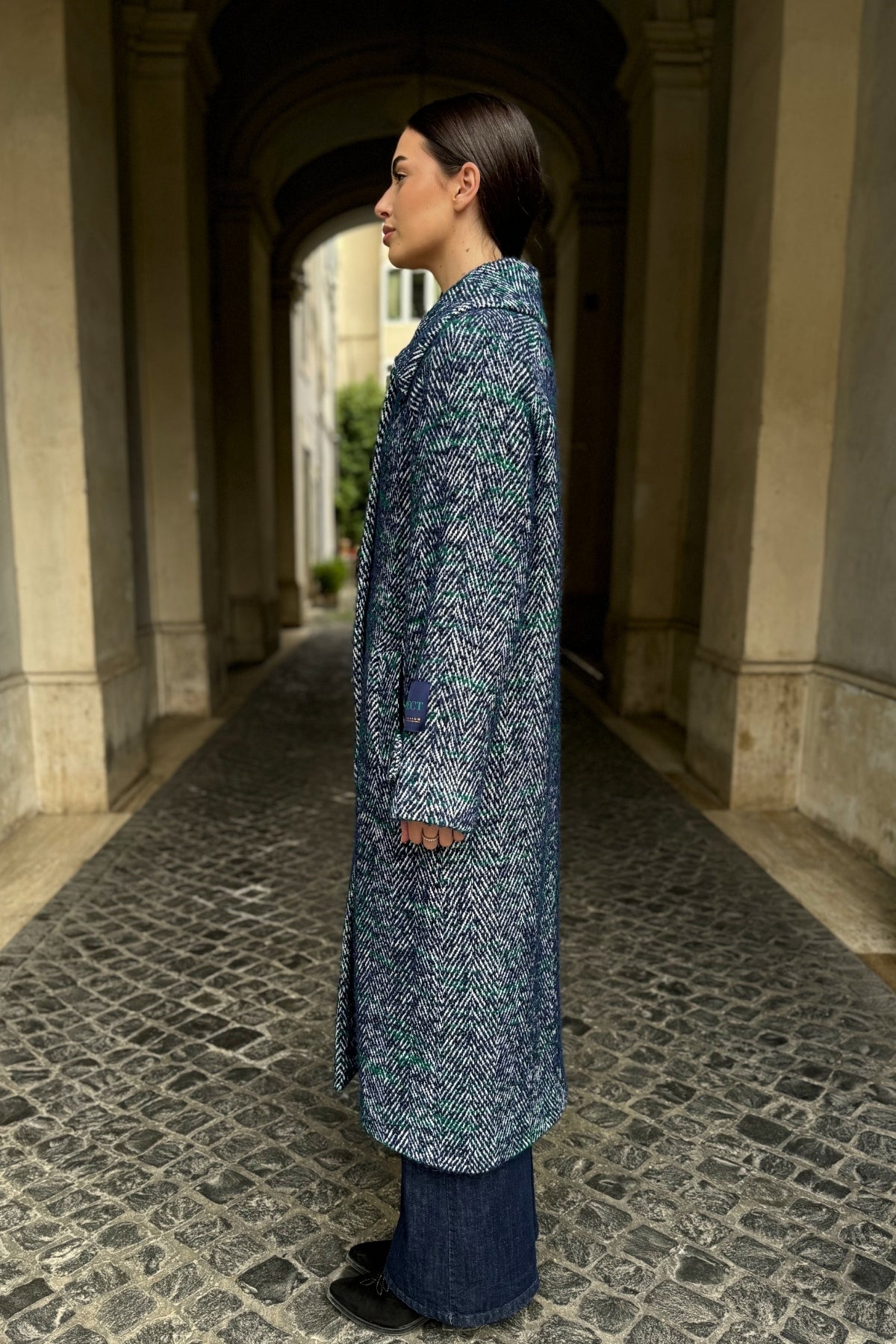 WU-SIDE - cappotto spigato - BLUE VERDE