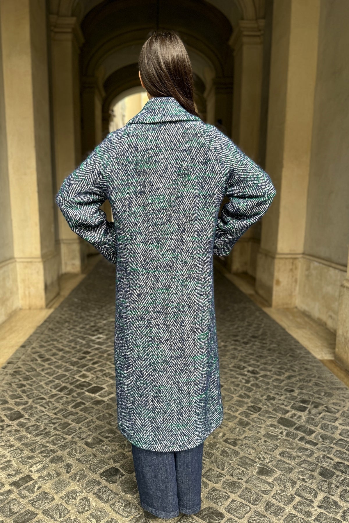 WU-SIDE cappotto spigato BLUE VERDE – Groove Rome Berlin