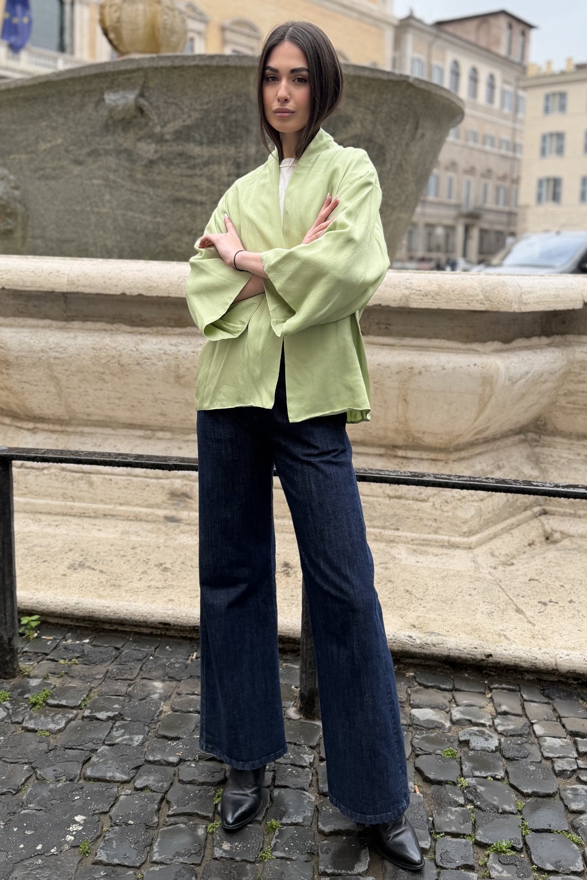 WU-SIDE - giacca kimono viscosa - SALVIA